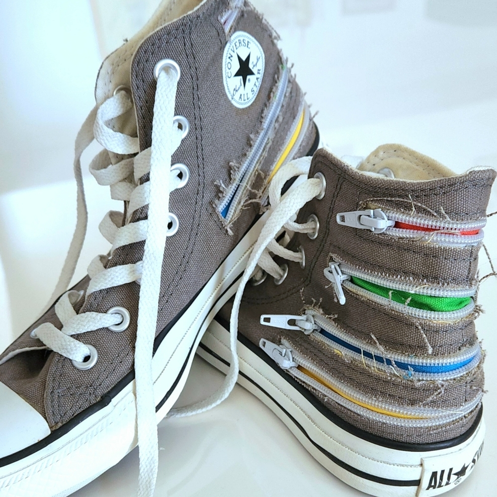 SOLD RARE Converse All Star High Top Sneakers with Zipper Multicolor Detail